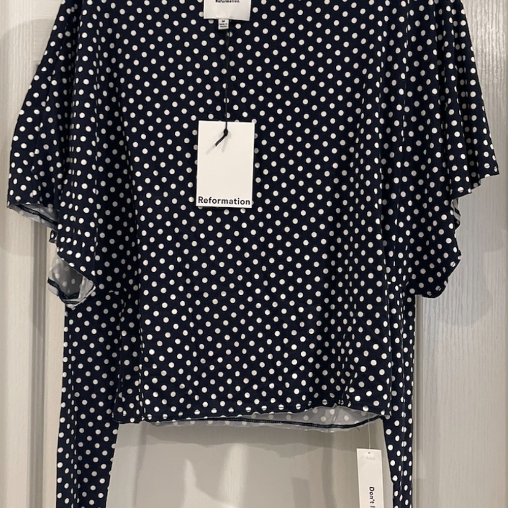 Reformation Avery Knit Top Polka Dot Size M - Picture 3 of 3